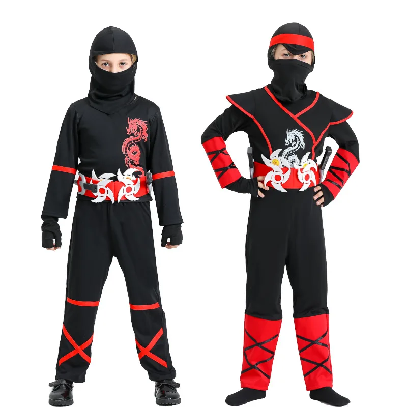 

Ninja Cosplay Jumpsuits Costumes Assassin Warrior Kids School Children Carnival Birthday Party Clothes Performance W/Accessories