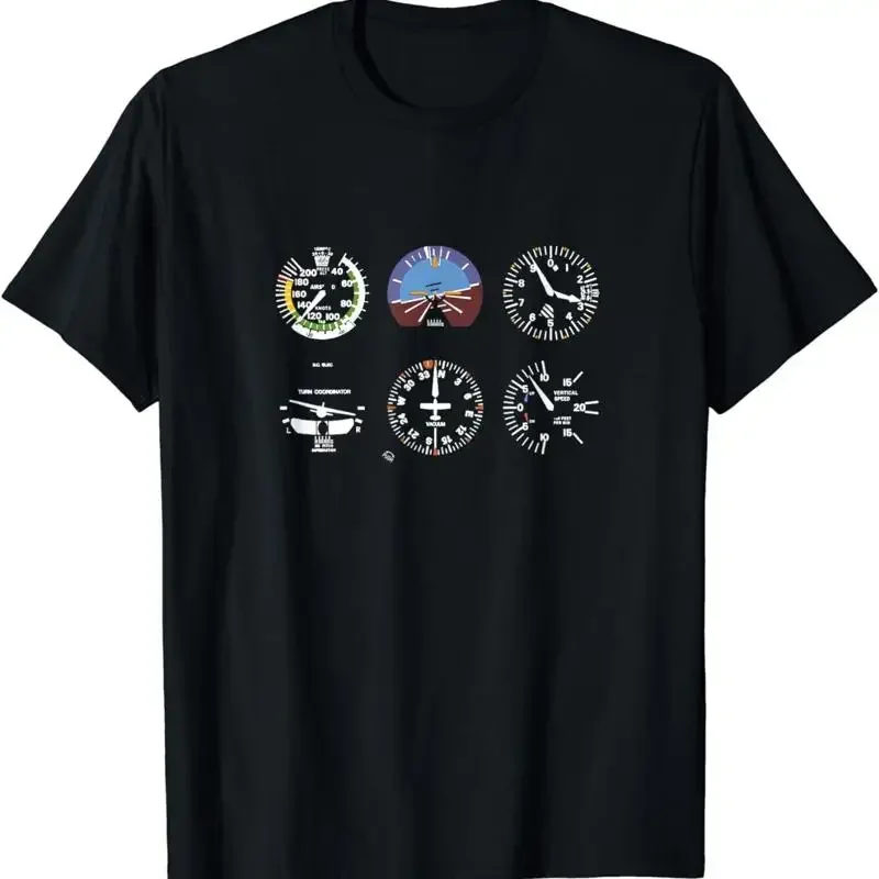 New Cockpit Six Dials Flight Simulator Pilot Design T Shirt S 4Xl
