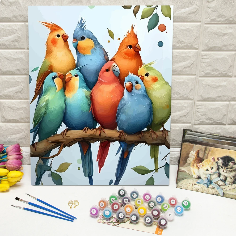 DIY Malen nach Zahlen Set: Vogel-Malvorlage, Tier-Handmalerei, digitales Ölgemälde auf Leinwand, Heimdekoration