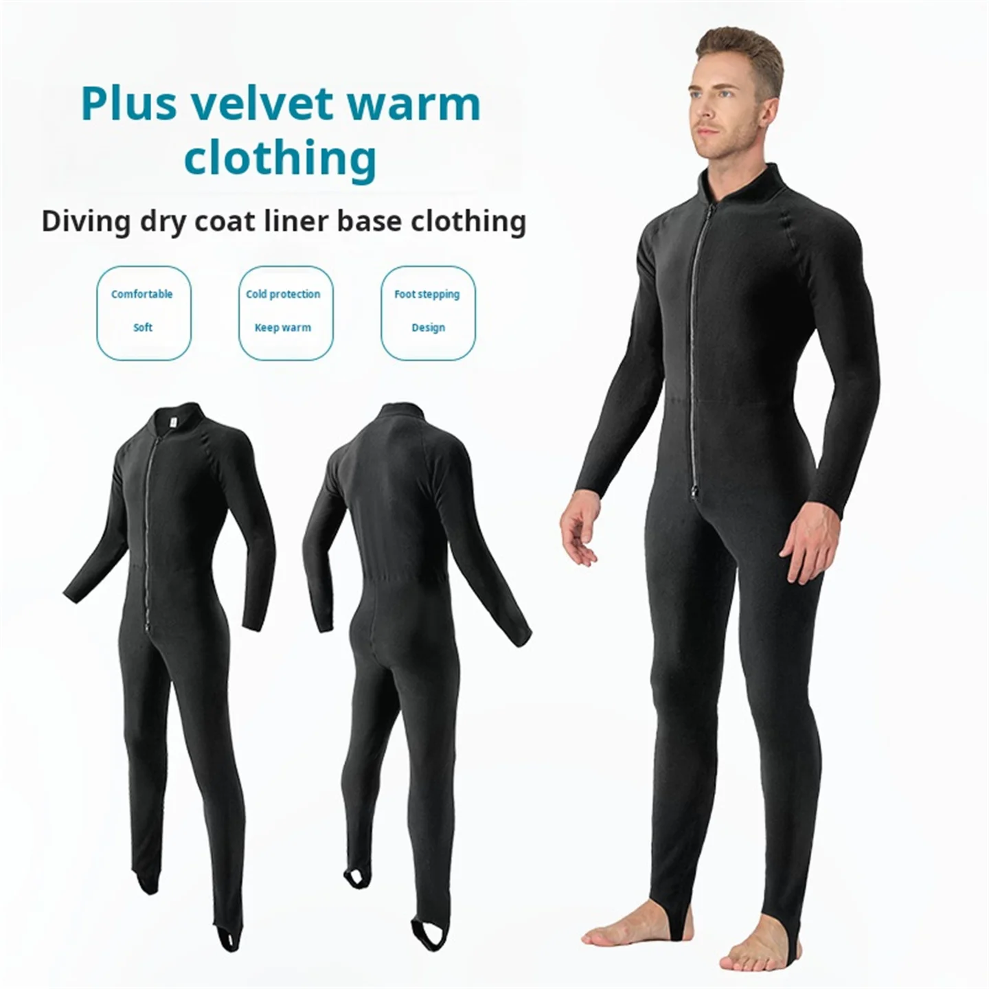 Dry Diving Polar Fleece Liner One Piece Suit Wetsuit Accessories Men Women Thermal Underwear