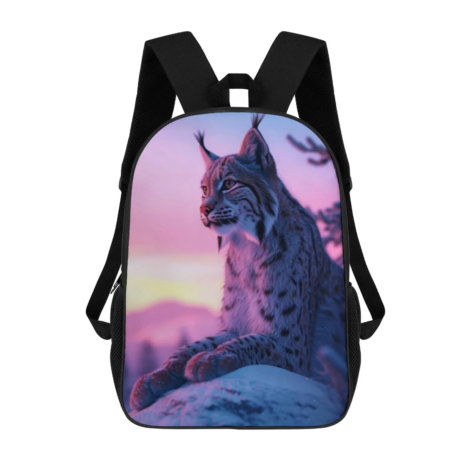 

Lynx Aesthetic Sunset Mochila Escolar Сумка для книг с принтом Сумка для учеников начальной школы 17-дюймовая школьная сумка-рюкзак