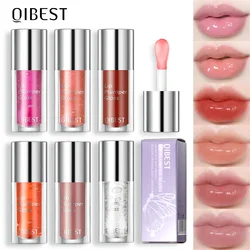 QIBEST gelatina de cristal Brillo labial hidratante de aceite labial Constituir Aceite de brillo de labios Rellenador de labios teñido Cuidado de labios 6 colores