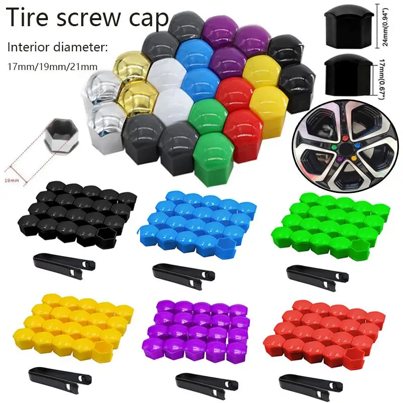 

20 pcs/set 17mm 19mm 21mm Decortion Car Protetive Cas Decortion Bolt Car Wheel Nut Caps Exteriors Decoration