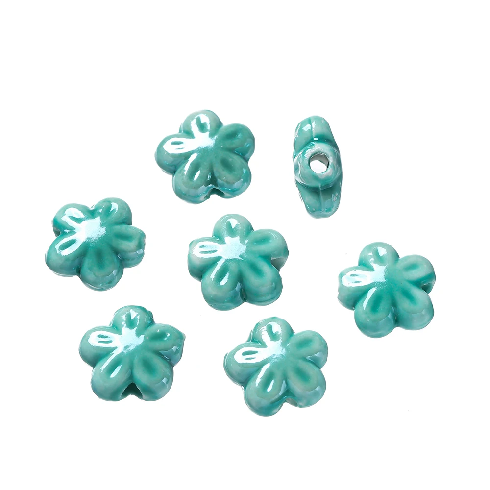 10 stuks gekleurde keramische bloemvormige kralen spacer losse kralen voor doe-het-zelf telefoonkettingen kettingen oorbellen sieraden maken accessoires