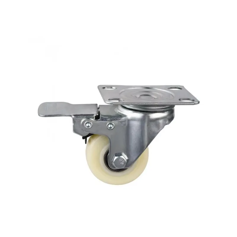 4 Pcs/Set 2 Inch Caster With Brake Double Bearing Wear-resistant White Nylon Wheel Galvanized Gold Diamond Furniture