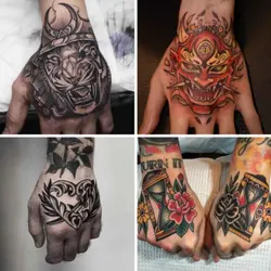 Autocollant de Tatouage Temporaire Étanche pour Homme et Femme, Faux Tatouage, Main Arrière, Flash d'Art