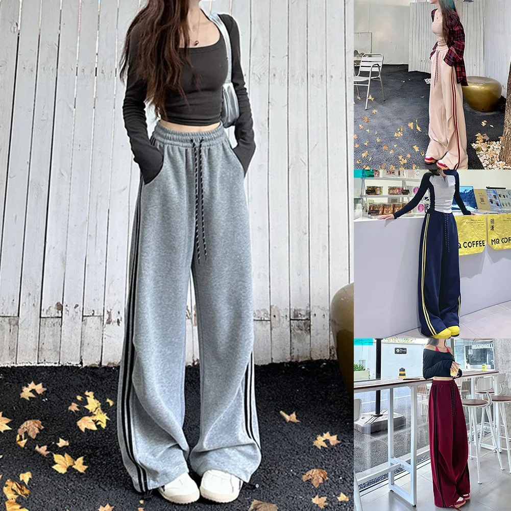 Casual Pants Wide-leg Trousers Casual Wear Daily Fashion Polyester Fabric Elasticity Microelasticity Loose Fit
