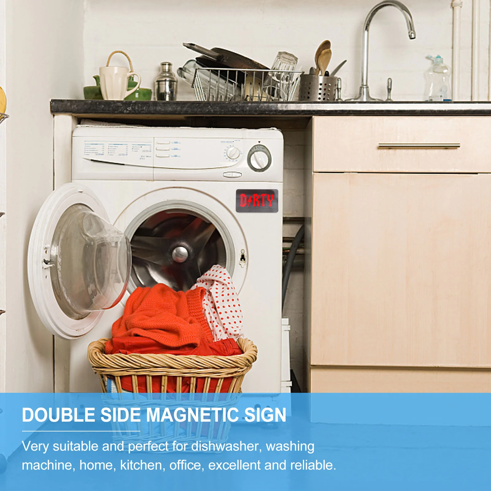 1 قطعة مزدوجة الجانب المغناطيسي غسالة صحون علامة نظيفة نمط فريد غسالة الثلاجة تنظيف مؤشر ضعف الجانب علامة مغناطيسية #6