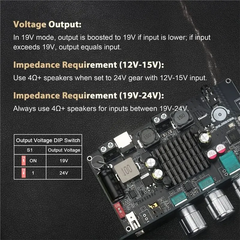 ABJF-TW100U 100W Mono-Verstärkerplatine, TPA3116D2 Digitales Leistungsverstärkermodul, Unterstützt TWS-Wireless-Pairing, Bluetooth 5.3, AUX – Detail 4