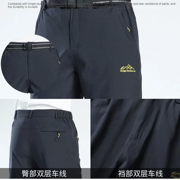 Open Crotch Summer Quick-drying Casual Pants Men's Multi-pocket Thin Elastic Baggy Running Sports Exotic Hotpants Men Streetwear