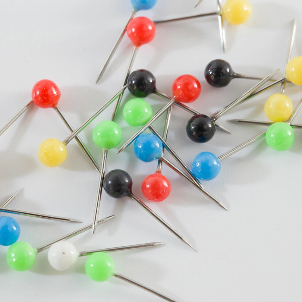 

500pcs Colorful Round Head Map Tacks Push Pins For Bulletin Board Calendar Fabric Diy (10 Colors) Sturdy Storage Box