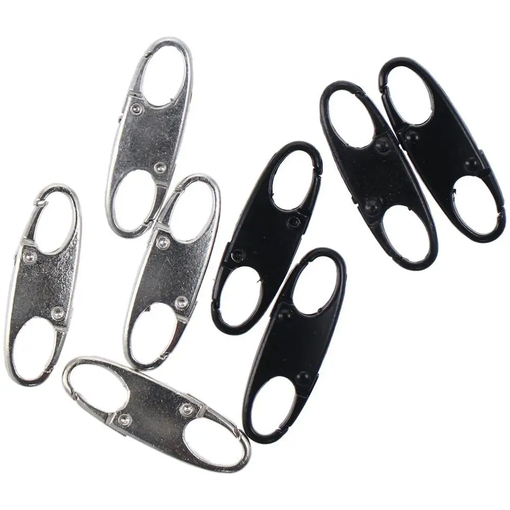 

8 Pcs Easy To Use Black Zipper Lock Clip Silver Metal Carabiner Clip Detachable Anti Theft Bag Suitcases