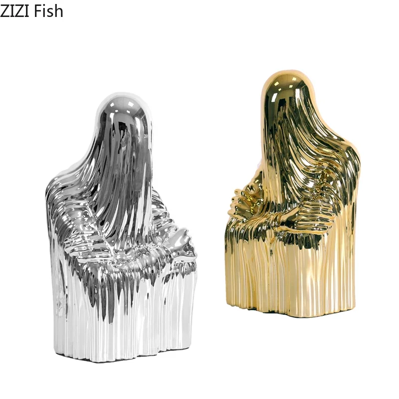 

Electroplated Resin Ornaments Statue Masked Figure Sculpture Figurines Home Accessories Decoration Crafts Miniatures Exhibits