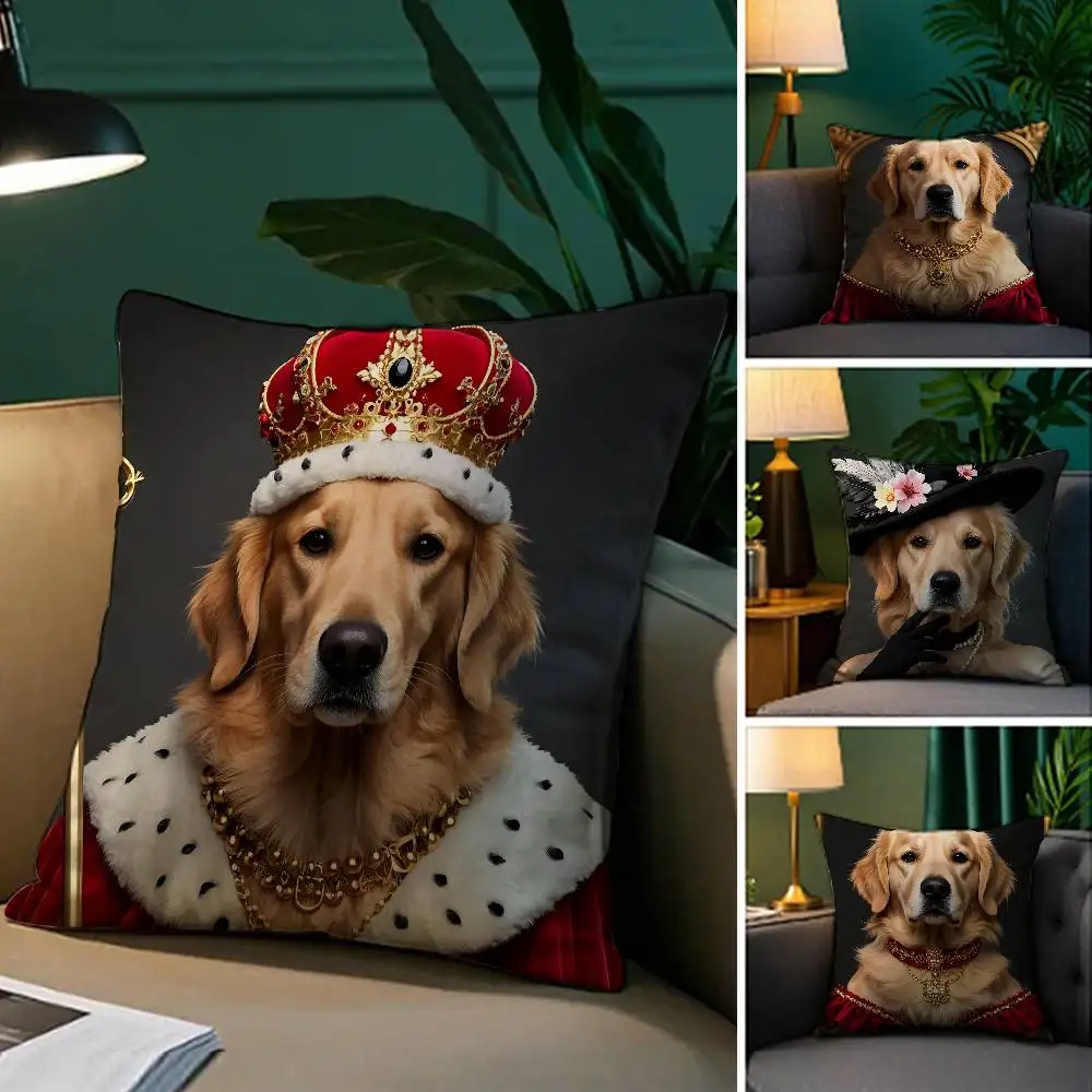 Golden Retriever dog Pillow Case Plush Fabric Soft Pillowcase Double Sided Print Sofa Cushion Cover Throw