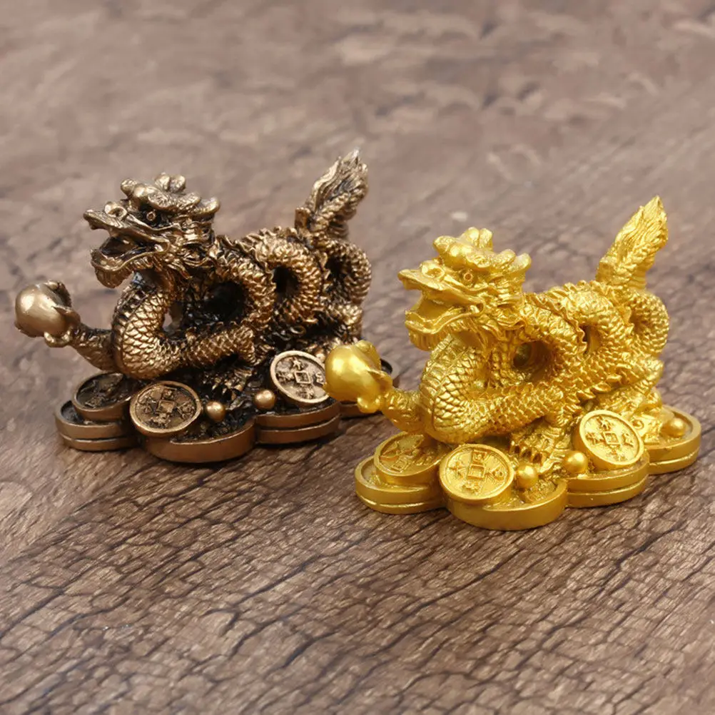 Premium Resin Qing Long Fengshui Dragon Statue Exquisite Craftsmanship Realistic Design Desktop Home Decor Gift for Wedding