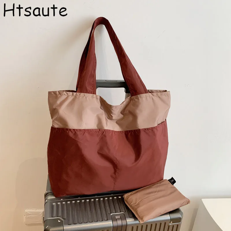 Shopping Bags Large Capacity Grocery Totes With Zipper Washable Reusable Simple Handbag Outdoor Heavy Duty New Fashion Bag