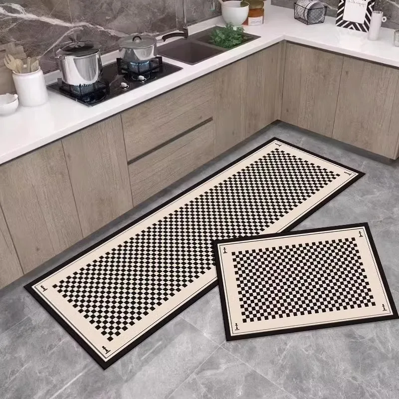 

Floor Mats for Kitchen Non-slip Oil-proof Waterproof Carpet PVC Leather Dirt-resistant Foot Mats Long Size Home Decoration Rugs
