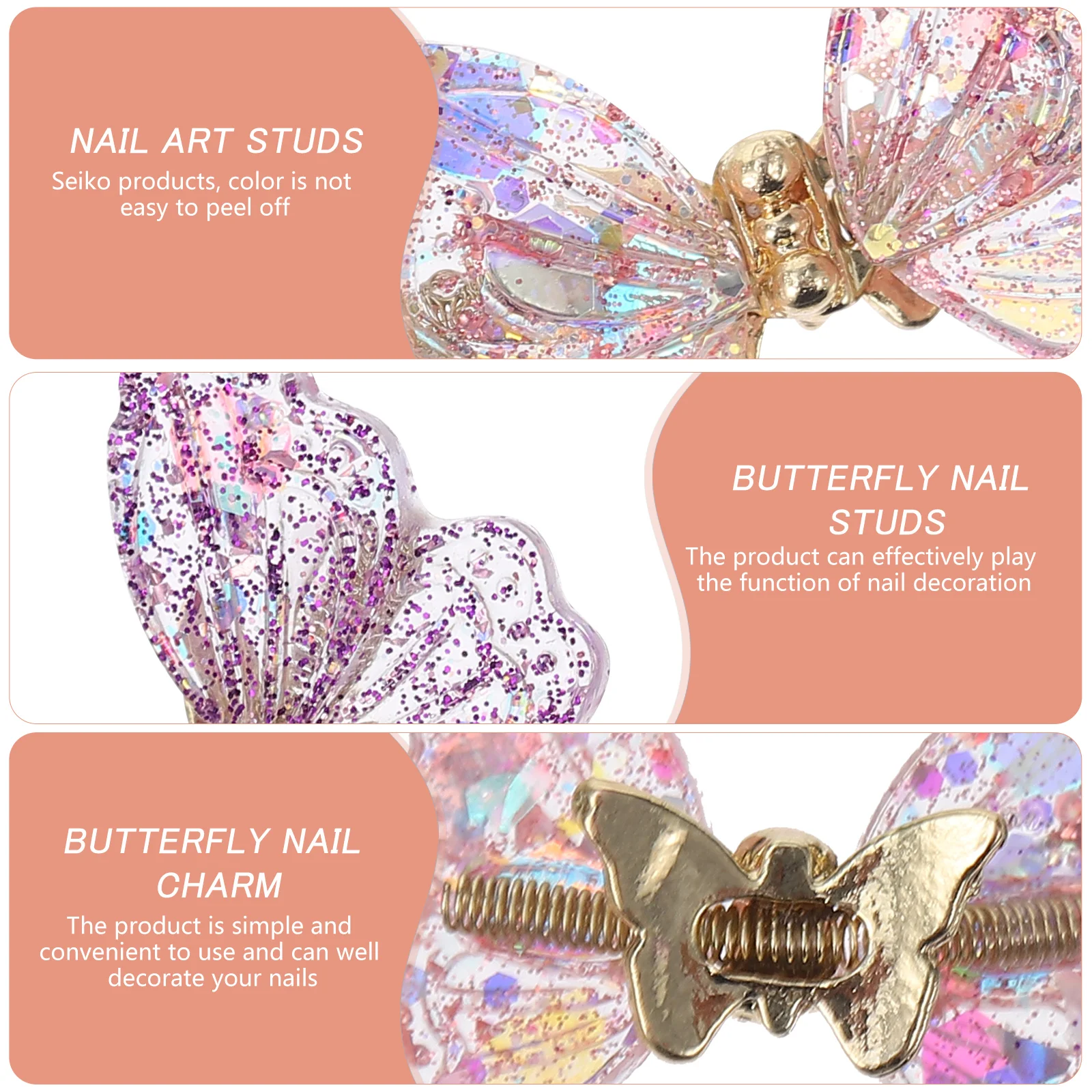 4 Pcs Butterfly Nail Accessories D Stickers 3D Zircon Charms Notebook Decoration