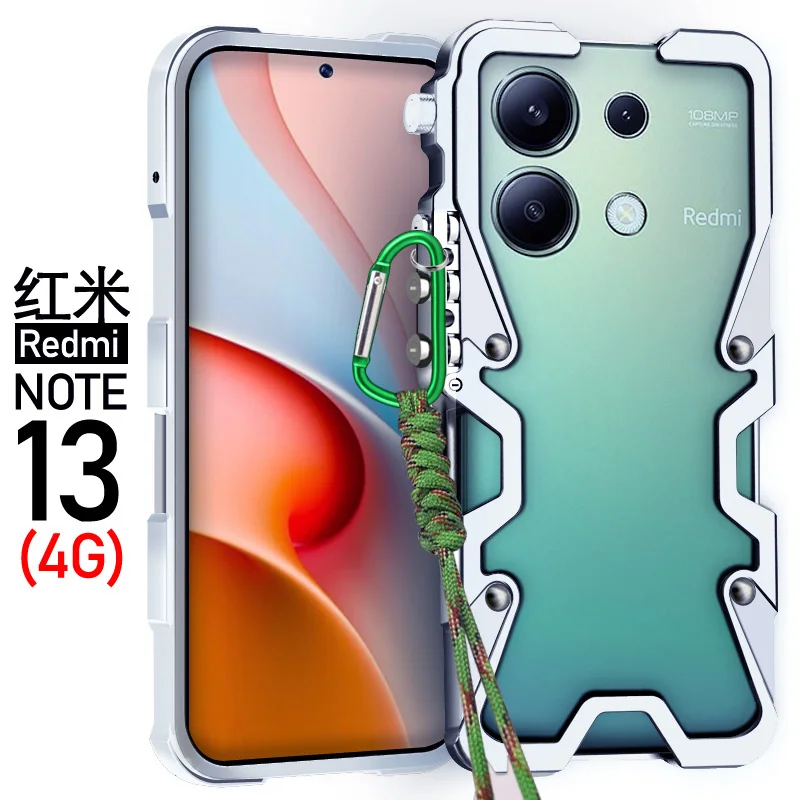 Imagem -02 - Capa à Prova de Choque para Xiaomi Redmi Note 13 Pro Plus Armação de Metal Armadura Parafuso Metal Alumínio Para-choque 5g 4g Note 13 5g 4g