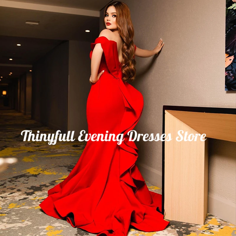 Thinyfull Sexy Mermaid Prom Evening Dresses Formal Off The Shoulder Ruffled Night Dress Women Cocktail Party Gowns Custom Size