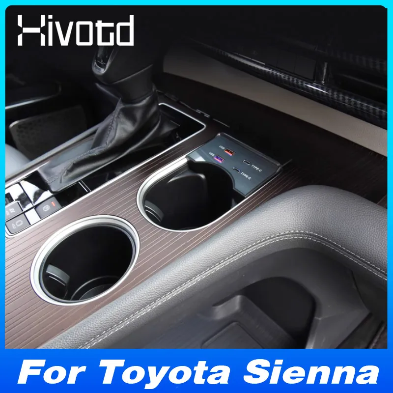 

For Toyota Sienna Car Docking Station USB HUB Type-C Multi-port Fast Cell Phone Charger Adapter Interior Accessories 2021-2024