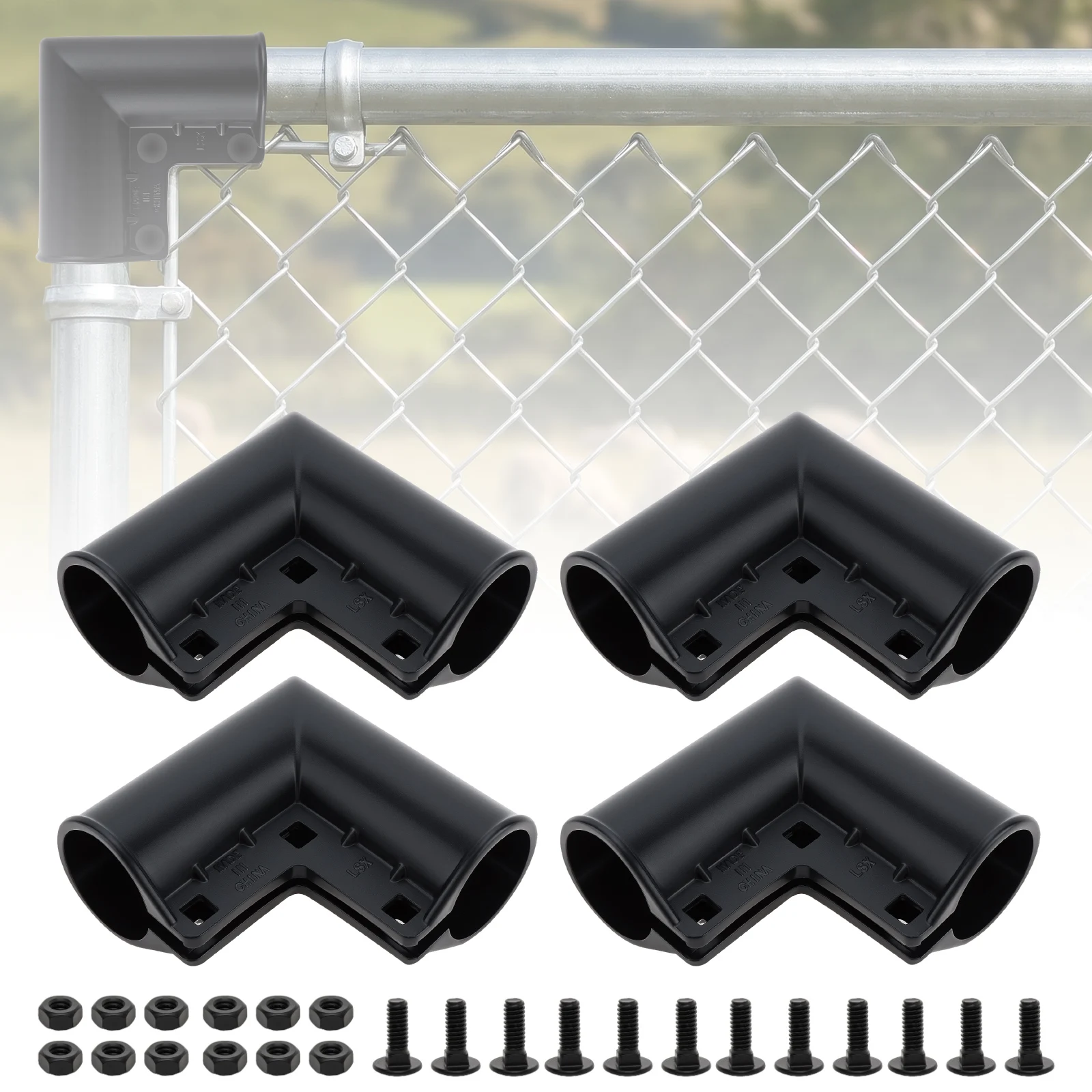 4 Pcs Aluminum 1-3/8 Fence Fitting Chain Link Corner Elbow Compatible With Metal Pipe Frame Fencing Chain Link Gate Corner Elbow