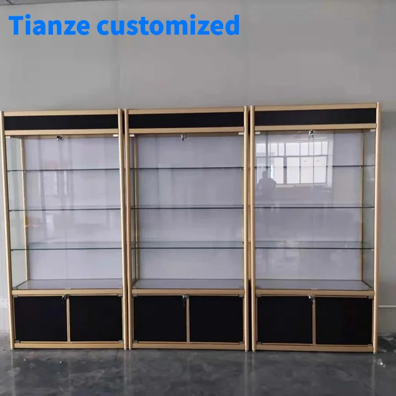 

(Customized) Custom Floor Standing Dust-Proof Product Alloy Wooden Display Showcase