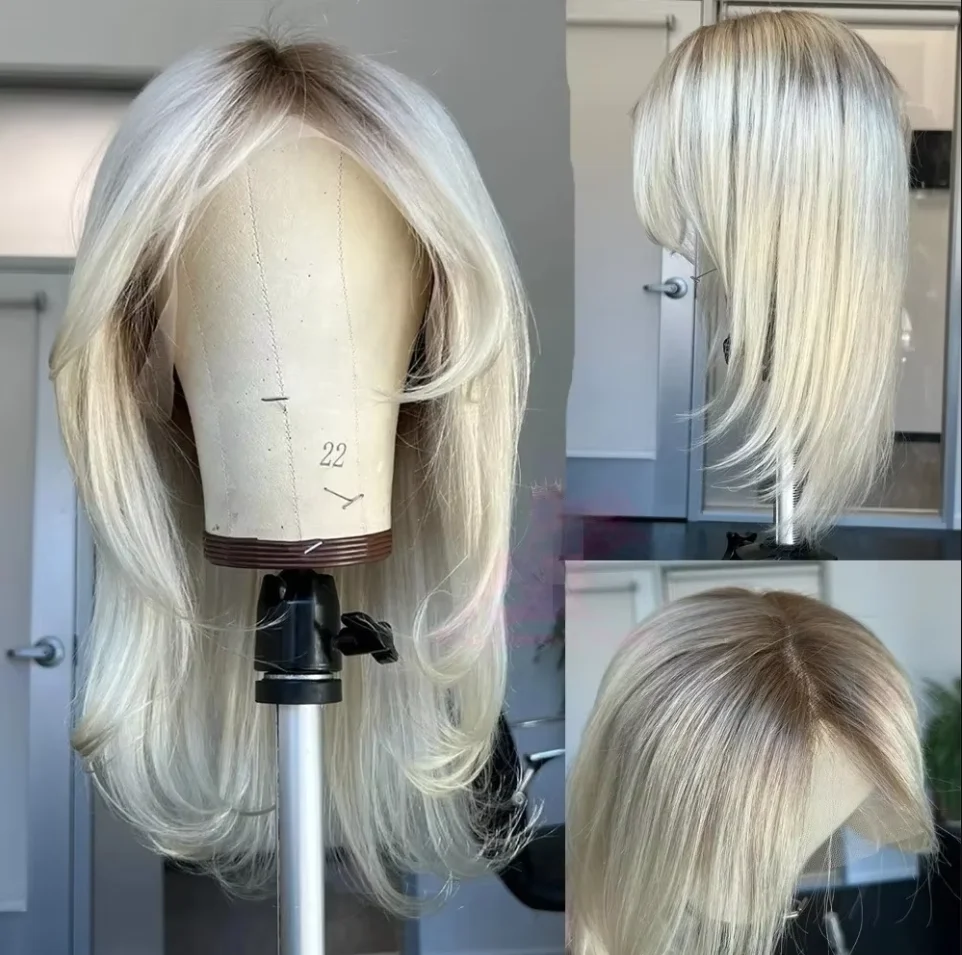 Transparent Lace Hair Wig Pre Plucked Soft 24Inch Ombre Blond HD Lace Natural Wave Glueless Front Wig For Women Babyhair Hair