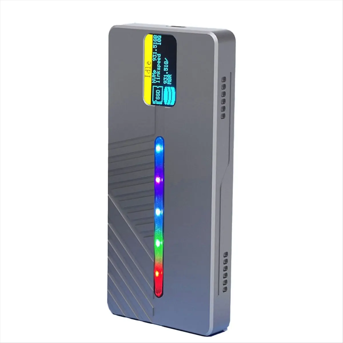 CH◆☆§10Gbps RGB SSD M2 NVME NGFF Enclosure with Display Screen M/B+M Key M.2 External HD Case 4TB Type C Ard Drive Enclosure~HOT