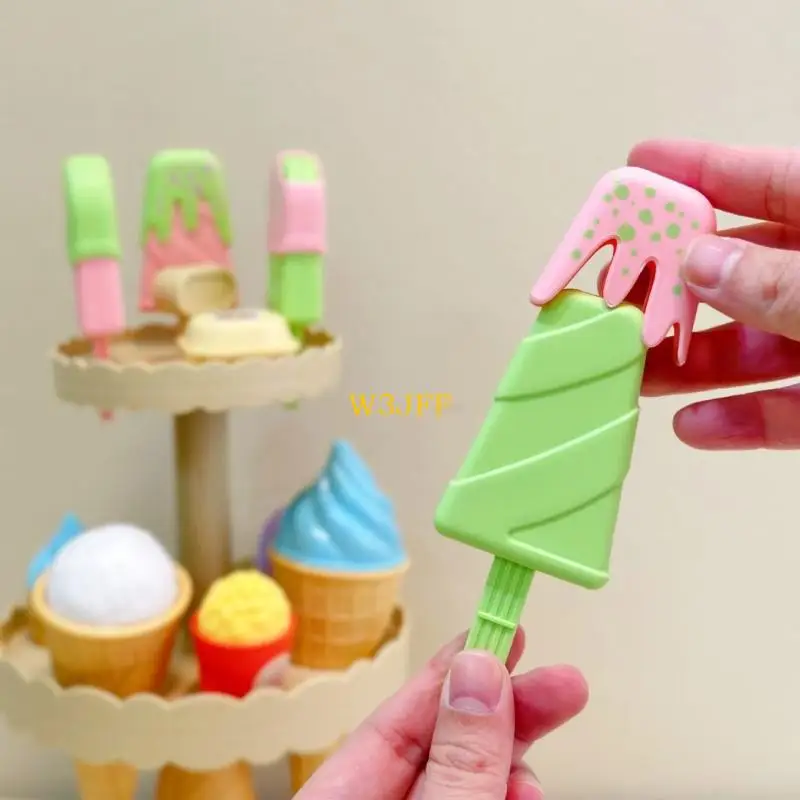 W3JF creative plástico helados plástico para herramienta aprendizaje del juego rol los niños pequeños