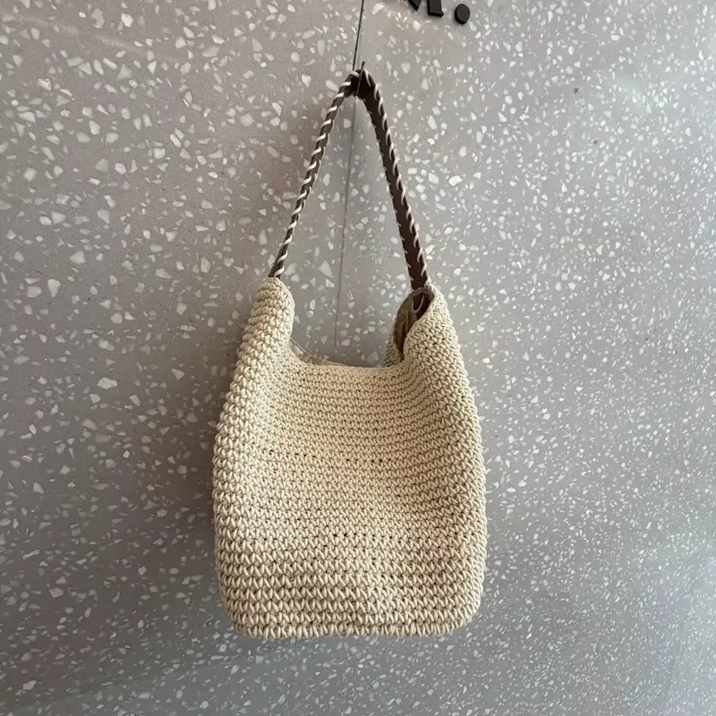 Korean cotton rope woven handbag daily leisure beach vacation women's handbag lightweight handwoven handbag messenger bag