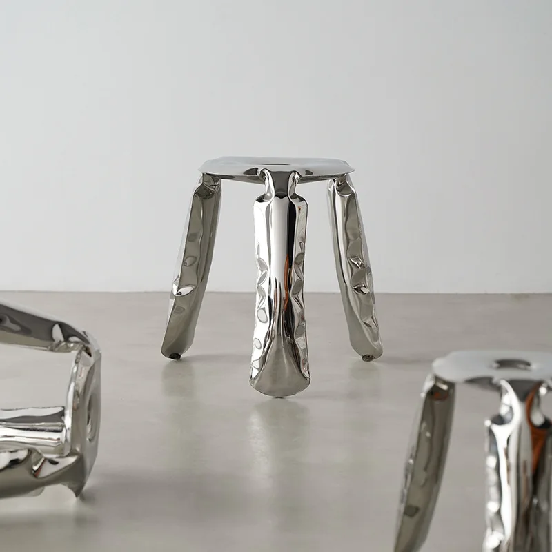 Nordic Ins Stainless Steel Balloon Stool Art Design Metal Three-legged Shoe Changing Stool Home Round Stool