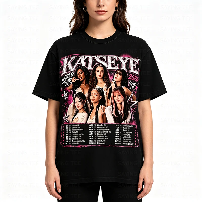 KATSEYE Shirt World Tour 2026 Konzert-Grafik Katseye T-Shirt, Y2k Mode Mädchen Kpop Fan Geschenk Unisex T-Shirt Weiche Baumwolle Streetwear – Detail 7