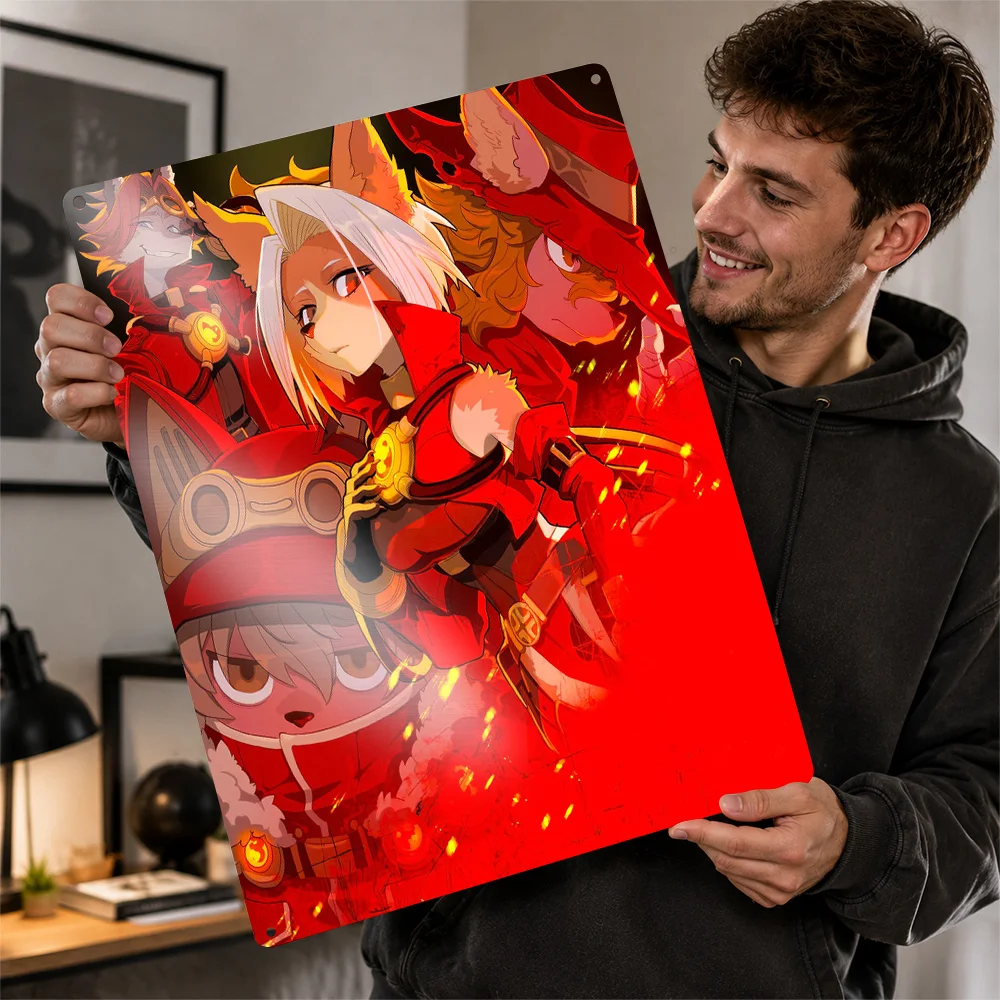 Anime Characters in Red Outfits Metal Poster Perfect Gift for Fans Lovers Customized Wall Art Metal Sign for Decor Luxury Home