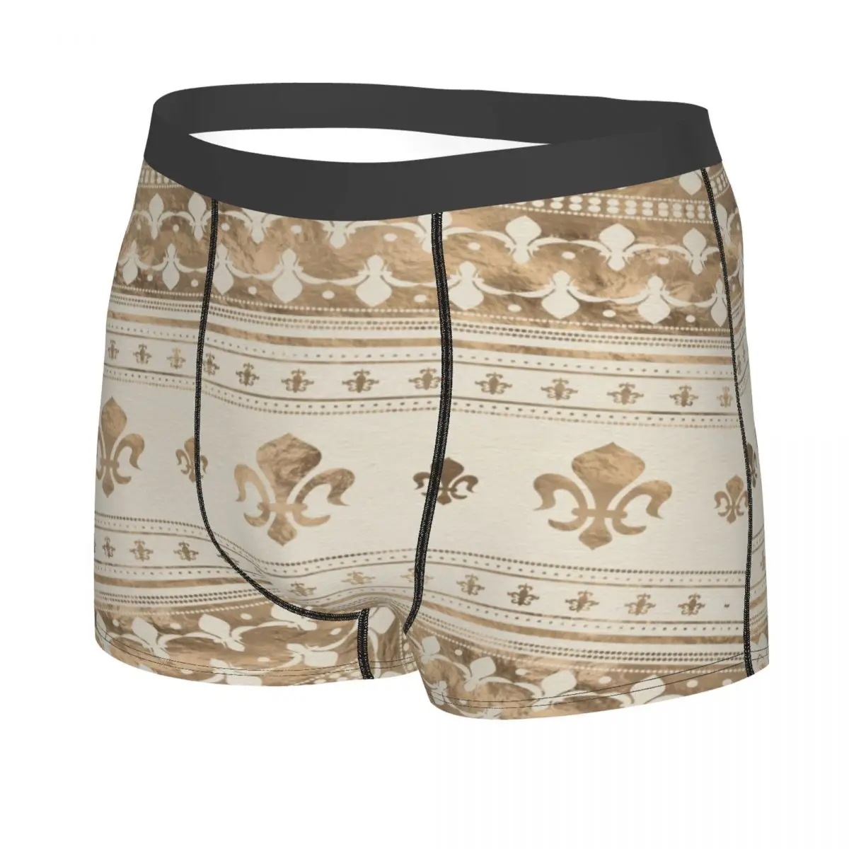 Custom Luxury Royal Golden Fleur De Lis Lily Flower Boxers Shorts Men Ancient Symbol Briefs Underwear Cool Underpants