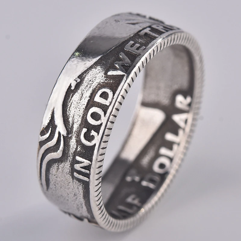 

Vintage Fashion Letter Pattern Rings for Men Antique Silver Color Ring Male Wedding Band Engagement Jewelry Punk Men's Wholesale