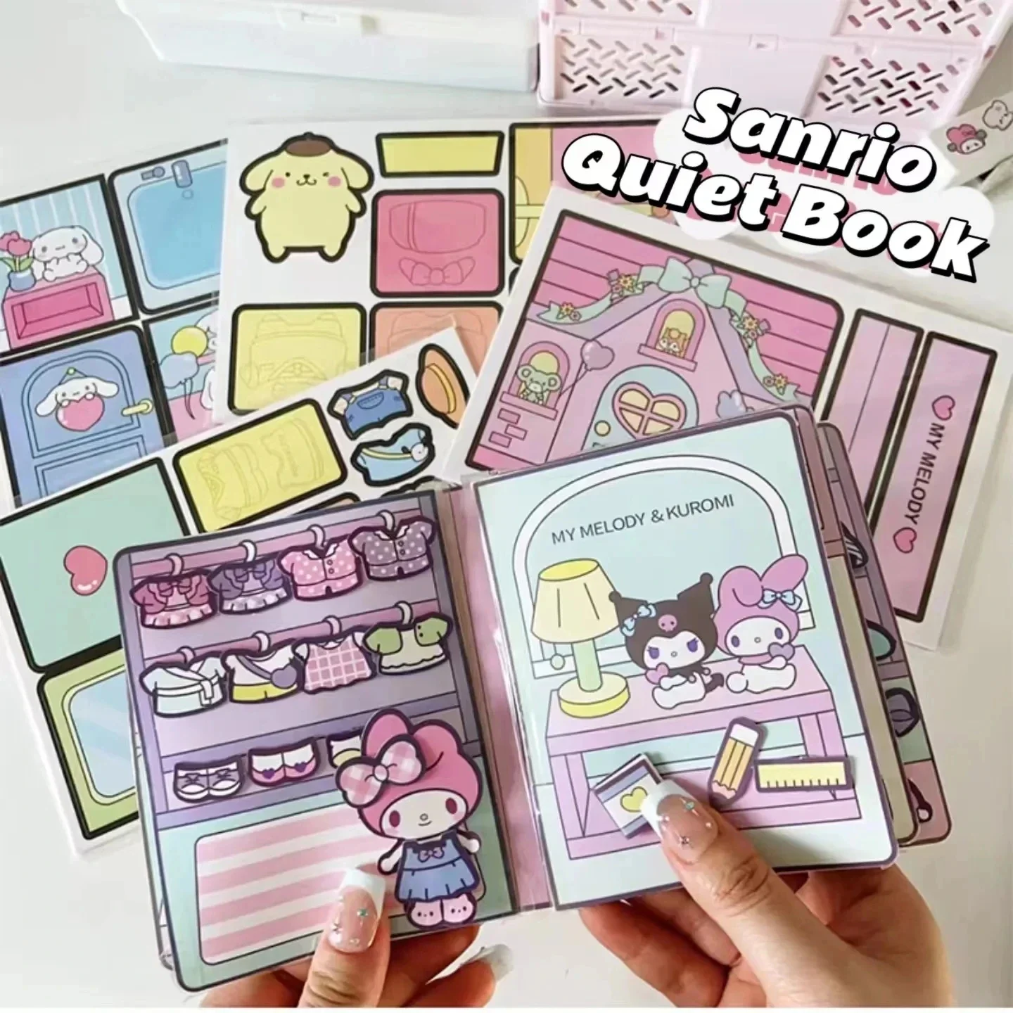 Livre de bricolage Sanurgente pour tout-petits, livre de jouets silencieux sans coupe, artisanat Montessori dos, zone d'invitation faite, Kuromi Cinnamoroll