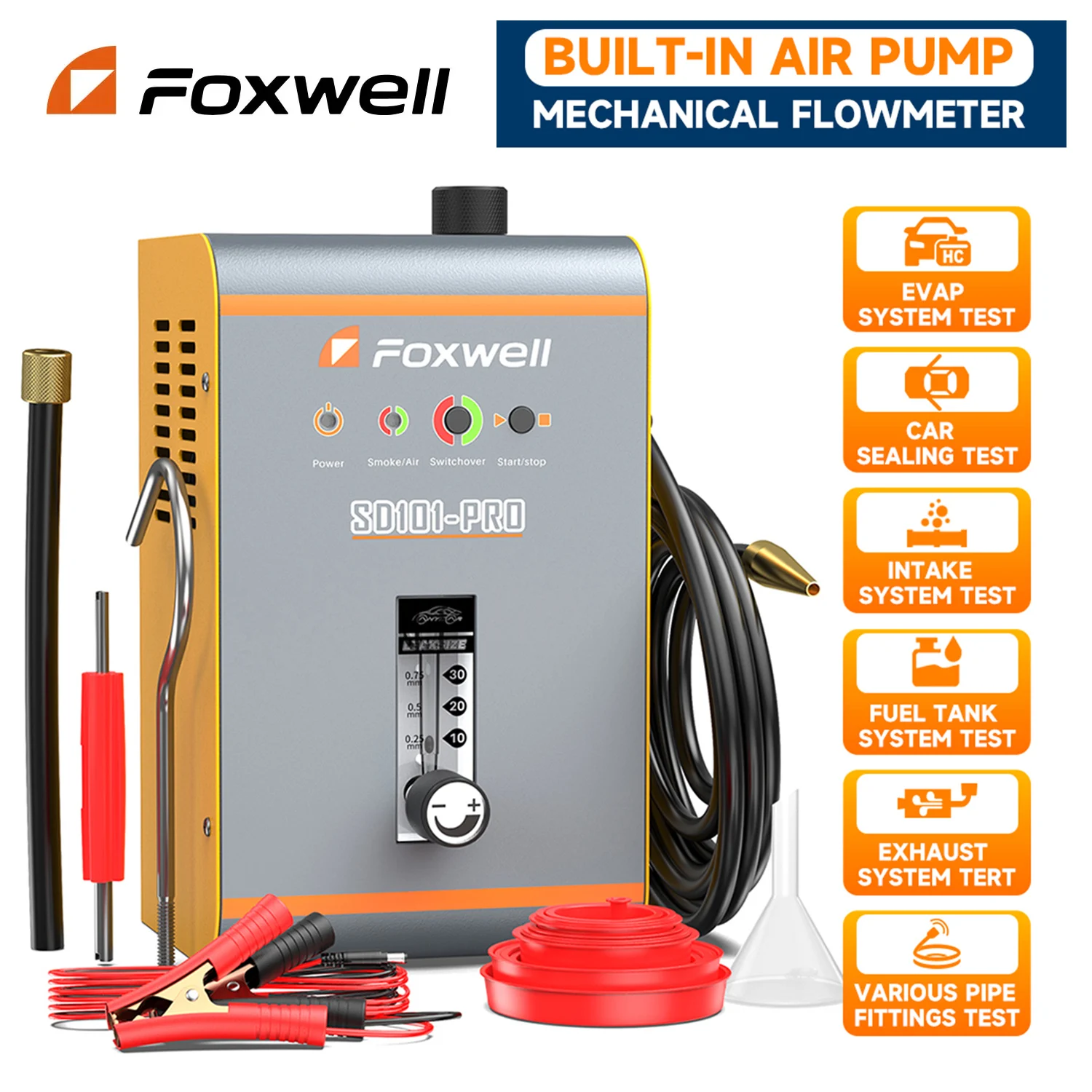 

FOXWELL SD101 PRO Car Smoke Leak Detector 12V Automotive Smoke Generator Gas Leakage Locator EVAP Pipe Leak Locator Analyzer