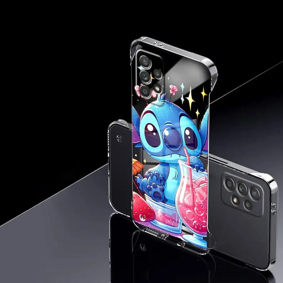 Disney Cartoon Cute Stitch Phone Case for Samsung Galaxy A14 A13 A23 A34 A52 A53 A54 A5 A51 A15 A24 A335 4G 5G Transparent funda