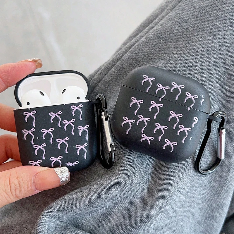 

Pink Bow Knot Headset Case for AirPods 1/2 with Keychain for AirPods Pro2 4nd Charging Box Fundas for AirPods 3 Clear Shockproof