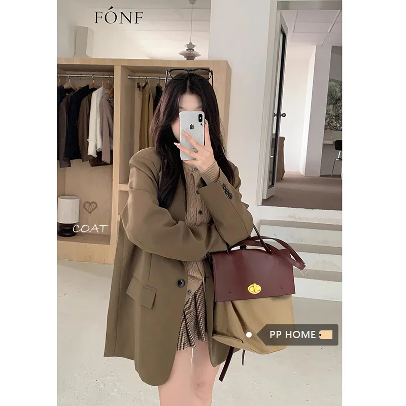 

Sweet and Spicy Classic Versatile Loose Blazer for Women Female Office Lady: Fashionable Casual Jacket High Quality Coat Top New