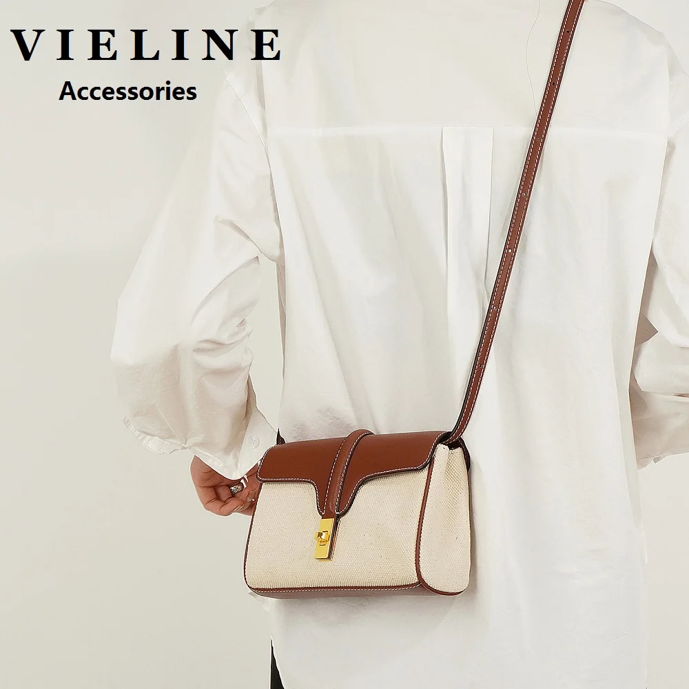 VIELINE Canvas minimalista da donna con borsa quadrata piccola in pelle borsa per cellulare con borsa a tracolla singola a più strati