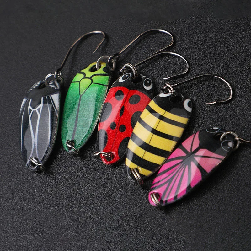 5 Stück Insekten-Metallspinner-Löffelköder, Hartköder mit Pailletten, Geräuschköder, Künstlicher Köder, Kleiner Hartköder mit Pailletten-Spinner