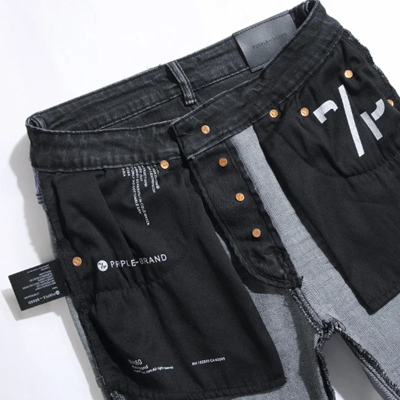 2024 neue lila Marke Jeans Männer Frauen schwarz zerrissene Design Denim Jeans lila Marke Straight-Leg Hose