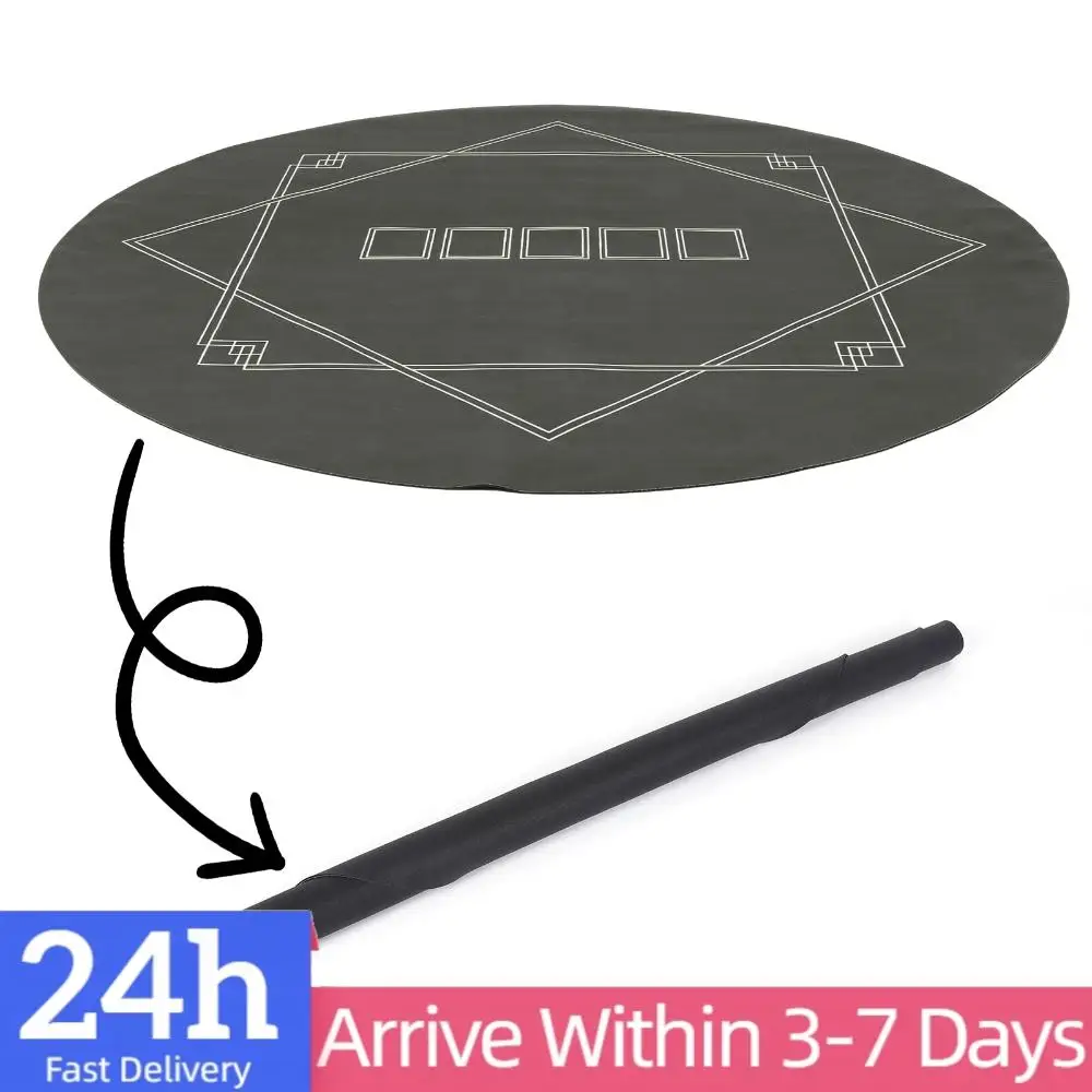 120x120cm Professional Casino Mat Water-Repellent Round Poker Mat Hemmed Edges with Rubber Grip Matting for Gaming Everywhere