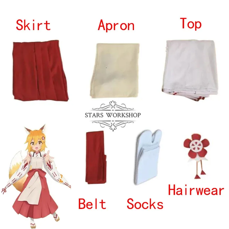 Anime a raposa útil senko san sewayaki kitsune no senko-san cosplay traje adulto feminino meninas saia uniforme terno para o dia das bruxas