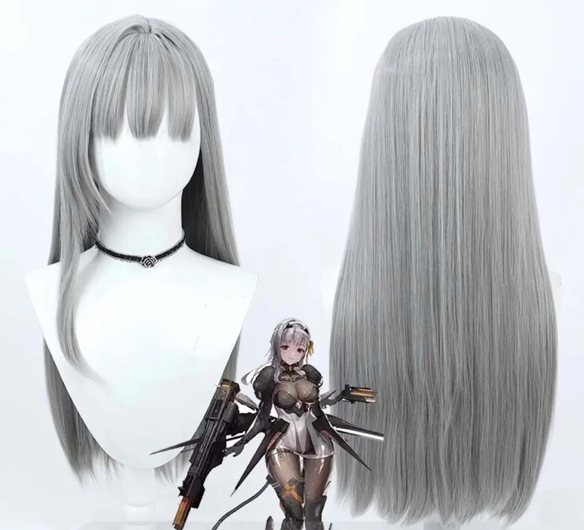 

Halloween Costume Props NIKKE The Goddess of Victory Marian Cosplay Gray Long Hair Wig