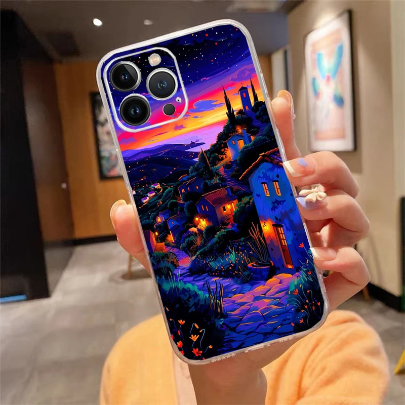 

Phone Case Carcasa Funda For iPhone 17 Pro Max 17 Air 16 15 14 13 Pro Max 15 16 Pro 15Plus Star Night Scenery Case