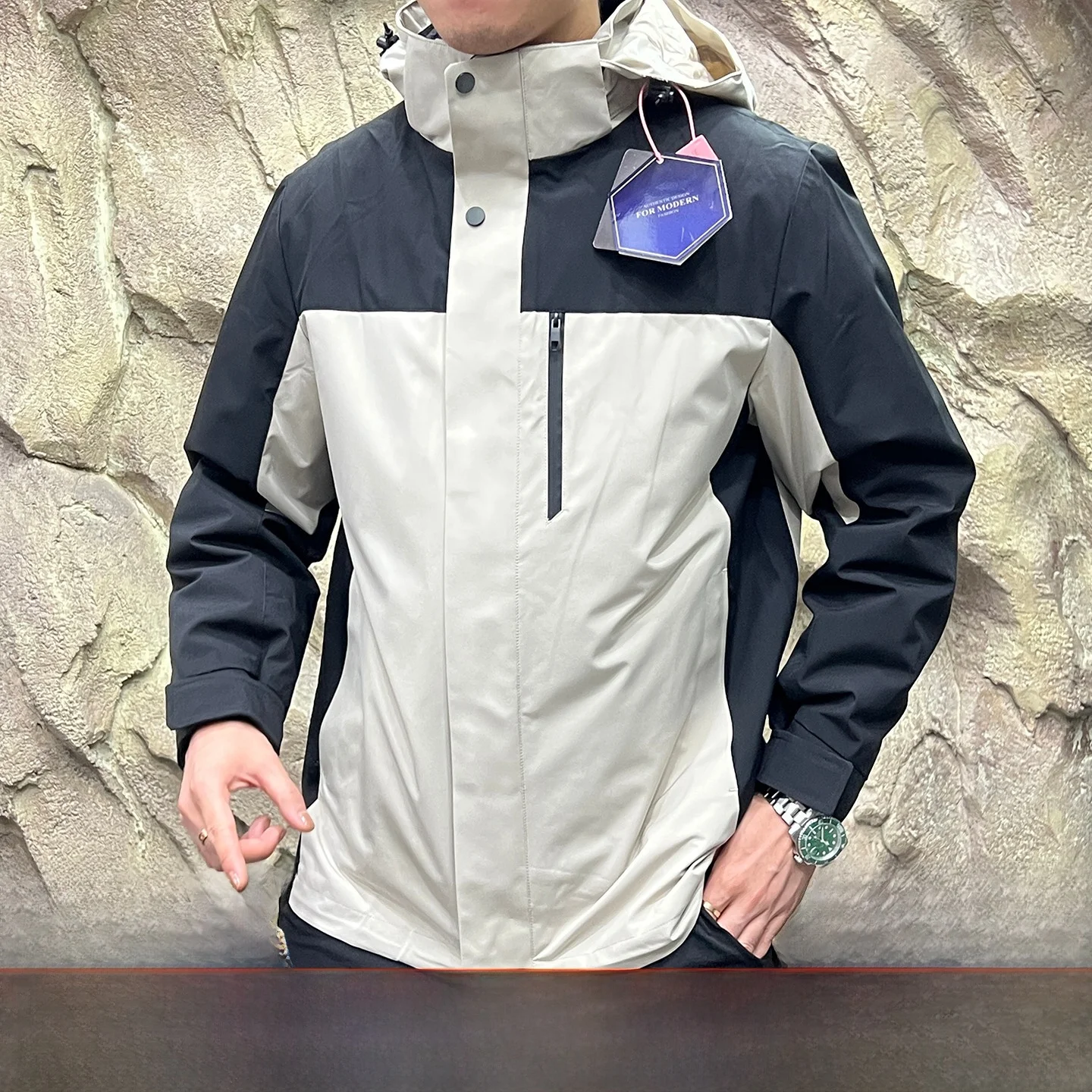 

Tee-in-One aphene 80 down Quilted Coat Men's Women's Splicing Waterproof Outdoor Windproof Thiened Long Sve Zipper C...