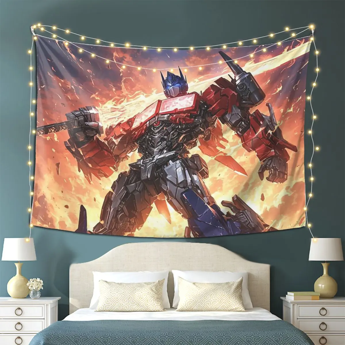 

Optimus Prime Tapestry Wall Hanging Aesthetic Home Decor Tapestries for Dorm Room